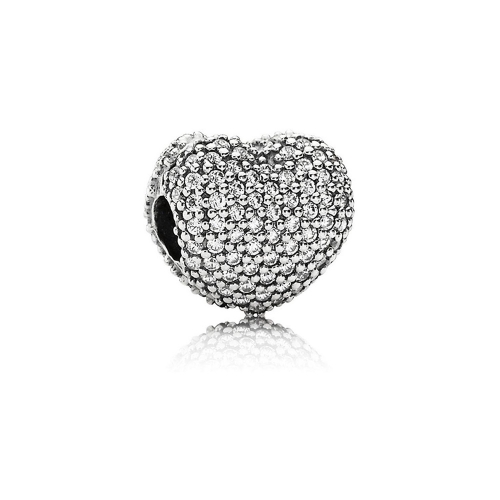 S925 ALE Sterling Silver Micro Pave Love Clear Cubic Zirconia Open My Heart Clip 791427CZ