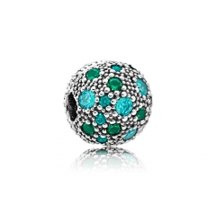 Abstract Pave ALE S925 Silver Green Cosmic Stars Charm Clip with Cubic Zirconia 791286MCZMX
