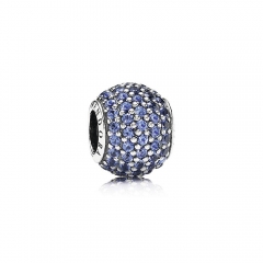 Abstract Pave ALE S925 Silver Ball Charm with Blue Cubic Zirconia 791051NCB