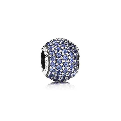 Abstract Pave ALE S925 Silver Ball Charm with Blue Cubic Zirconia 791051NCB