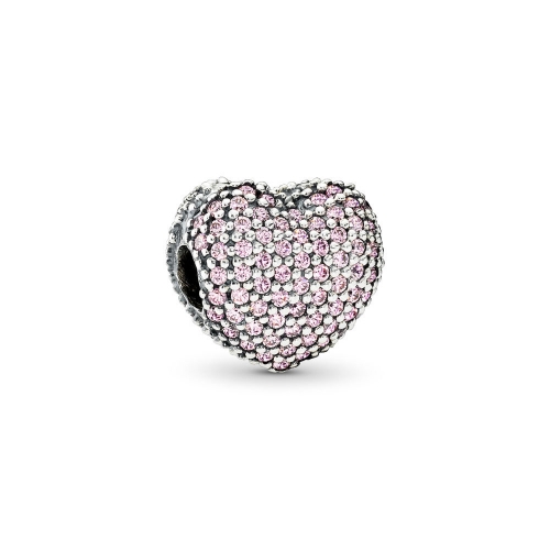 S925 ALE Sterling Silver Micro Pave Love Pink Cubic Zirconia Open My Heart Clip 791427PCZ