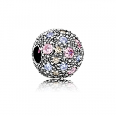 Abstract Pave ALE S925 Silver Ball Clip with Multi Colored Cubic Zirconia 791286PCZMX