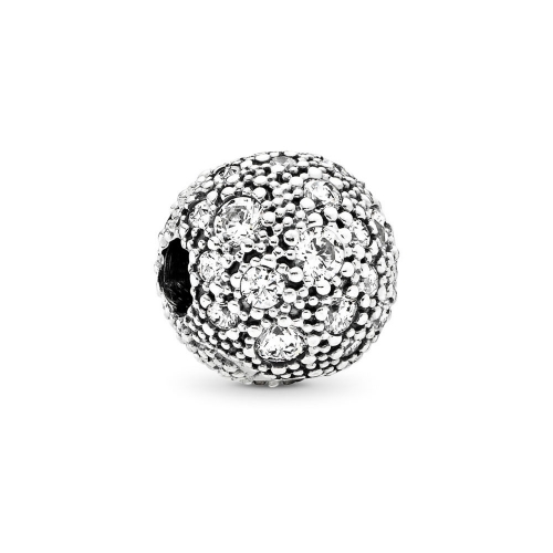 Abstract Pave ALE S925 Silver Ball Clip with Clear Cubic Zirconia 791286CZ