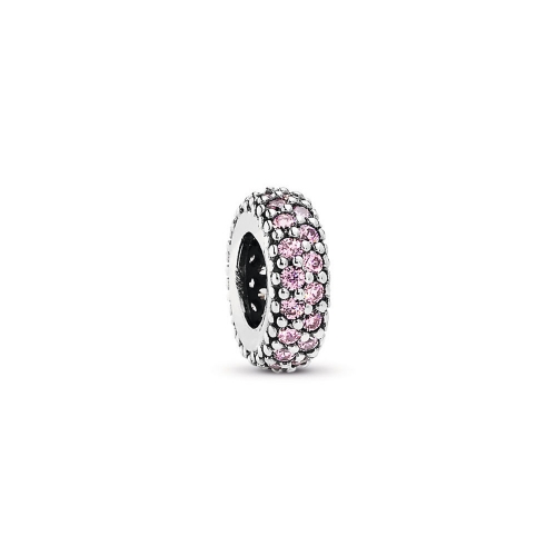 S925 ALE Abstract Sterling Silver Spacer Charm with Pink Cubic Zirconia 791359PCZ