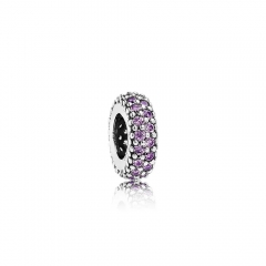 S925 ALE Abstract Sterling Silver Spacer Charm with Amethyst Cubic Zirconia 791359CFP