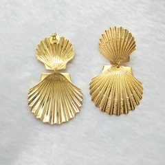 Denmark Jewelry Sterling Silver 14K Yellow Gold Shell Dangle Earrings
