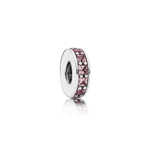 Abstract Pave ALE S925 Sterling Silver Spacer with Blue Pink Crystal 791724NBP