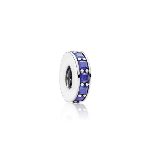 Abstract Pave ALE S925 Sterling Silver Spacer with Opalescent Royal Blue Crystal 791724NCB