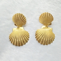 Denmark Jewelry Sterling Silver 14K Yellow Gold Shell Dangle Earrings