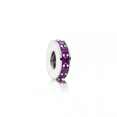 Abstract Pave ALE S925 Sterling Silver Spacer with Royal Purple Crystal 791724NRP