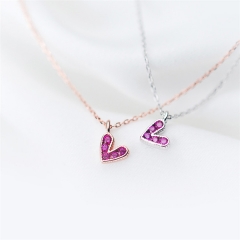 Online Wholesale OEM ODM Silver & Gold Beautiful Matte 925 Sterling Silver Couple Necklace Zircon Jewelry for Good friends Gift