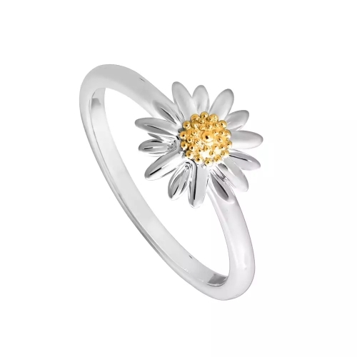 Tow Tone Plated Sterling Silver 18K Gold Plated Daisy Ring
