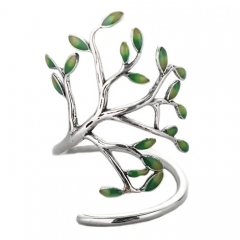 OEM DEsign Innovative Enamel Life Tree Open Ring 925 Sterling Silver Ring