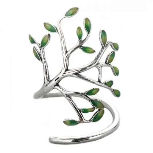 OEM DEsign Innovative Enamel Life Tree Open Ring 925 Sterling Silver Ring