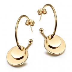 Women's 925 Sterling Silver 18K Yellow Gold Plated Double Ball Hoop Earrings