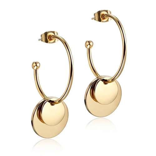 Women's 925 Sterling Silver 18K Yellow Gold Plated Double Ball Hoop Earrings