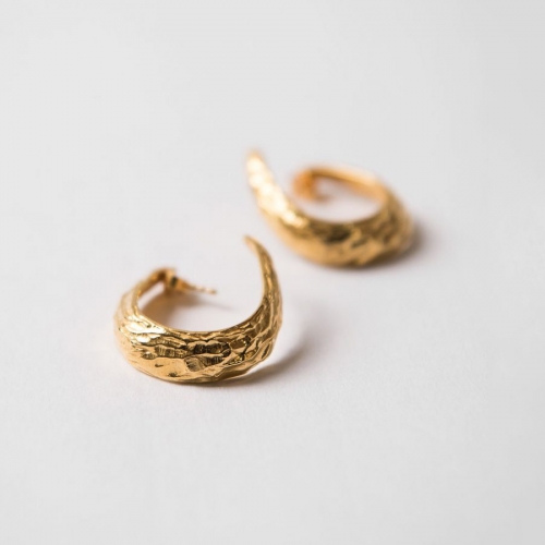 Vintage Jewelry 18K Yellow Gold Swirl Hoops Earrings in 925 Silver