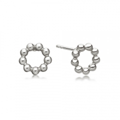 Dainty Sterling Silver Beaded Mini Round Stud Earrings