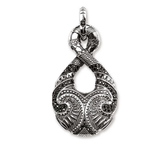 Man Jewelry Thomas Sterling Silver Black Pave CZ Maori Hook Large Pendant for Man PE719-643-11