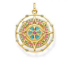 Customized 925 Sterlling Silver 18K Gold Plated Multicolor Enamel Mystical Aztec Symbolism Amulet Pendant PE843-973-7