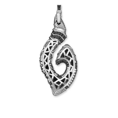 Man Jewelry Thomas Sterling Silver Black Pave CZ Maori Hook Pendant for Man PE721-643-11