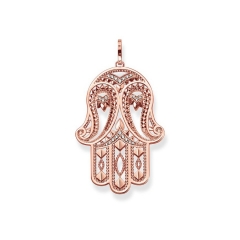 Sterling Silver Rose Gold Plated Hamsa Hand Pendant - PE731-416-14
