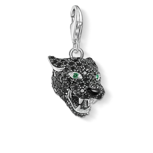 Animal Jewelry 925 Sterling Silver Black Cubic Zirconia Cat Charm Pendant 1696-845-11