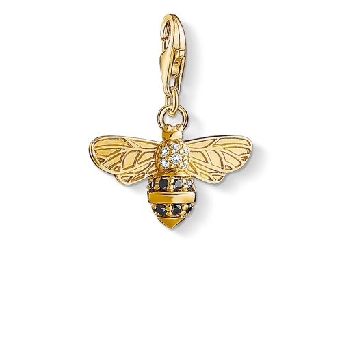 925 Sterling Silver 18K Gold Plated Cubic Zirconia Bee Charm Pendant 1449-414-39