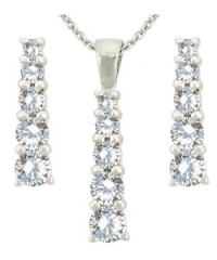 New Arrival Jewelry Set Sterling Silver CZ Journey Earrings / Pendant Set