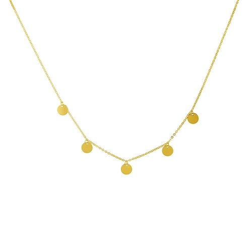 Fashion Sterling Silver 14K Gold Plated Multi Tiny Disc Choker Necklace