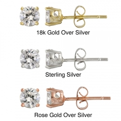 Landou Jewelry Sterling Silver Stud Earrings -Rose -Gold Plated Sterling Silver