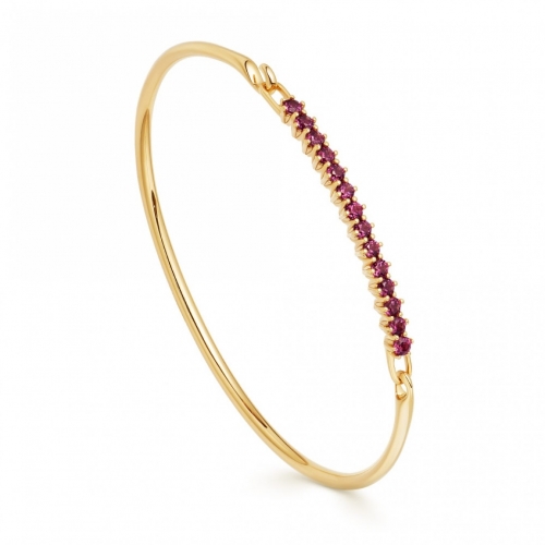 Landou Jewelry 925 Sterling Silver Ruby CZ Bangle