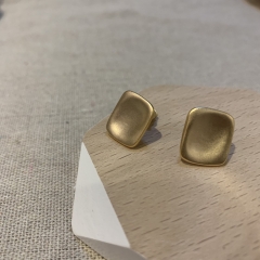 Matte Square Stud Earrings, Matte Gold Stud Earrings, Gold Stud Square Studs, Gold Retangle Earrings