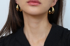 Gold Big Hoop Earrings, Vintage Chunky Gold Hoops, Dangle Hoops, Statement Earrings