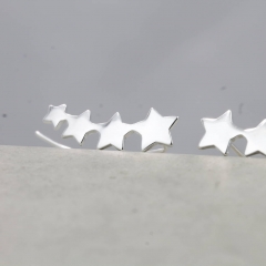 Landou Jewelry Sterling Silver Four Stars Earrings Climber