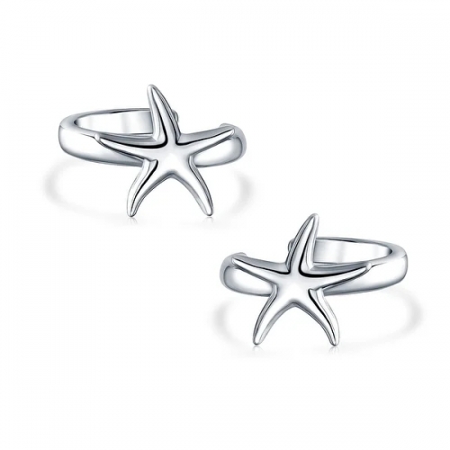 Landou Jewelry Minimalist Nautical Beach Starfish Cartilage Ear Cuffs Clip Wrap Helix Non Pierced Earrings for Women Sterling Silver