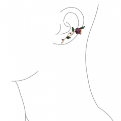 Flower Red Rose Flower Helix Ear Pin Climber Crawler Cartilage Lobe Earrings for Women for Teen Rose Gold Plated