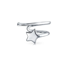 Landou Jewelry Star Wire Cartilage Ear Cuffs Clip Wrap Helix Non Pierced Earrings 925 Sterling Silver