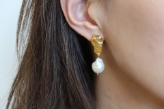 Genuine Baroque Pearl Earrings, Large Baroque Pearls, Real Pearl Earrings, Freshwater Pearl Earrings