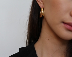 Gold Big Hoop Earrings, Vintage Chunky Gold Hoops, Dangle Hoops, Statement Earrings