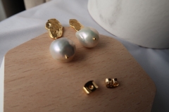Genuine Baroque Pearl Earrings, Large Baroque Pearls, Real Pearl Earrings, Freshwater Pearl Earrings