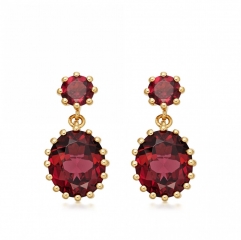 Landou Jewelry 925 Sterling Silver Garnet Drop Earrings Wholesale