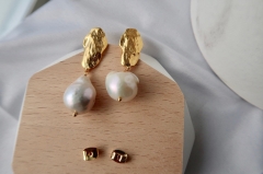Genuine Baroque Pearl Earrings, Large Baroque Pearls, Real Pearl Earrings, Freshwater Pearl Earrings