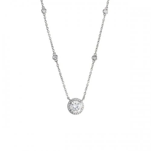 Landou Jewelry 925 Sterling Silver Halo by the Yard Necklace