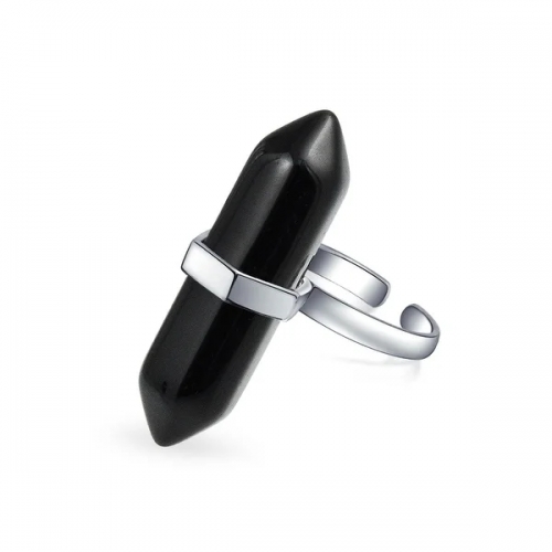 Landou Jewelry 925 Sterling Silver Black Onyx Ring for Women