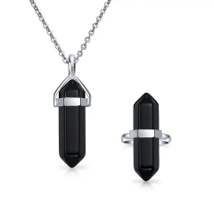 Landou Jewelry 925 Sterling Silver Black Onyx Ring for Women