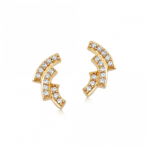 Round Cubic Zirconia Stud Earring for Women for Teen 14K Yellow Gold 925 Sterling Silver