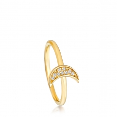 Landou Jewelry 925 Sterling Silver Mini Moon Biography Ring for Women