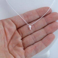 Landou Jewelry 925 Sterling Silver Tiny Style Cross Necklace for Women for Teen