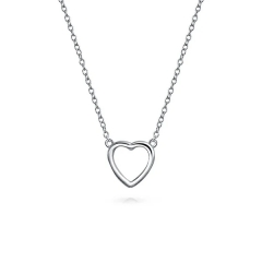 Small Simple Minimalist Heart Pendant Necklace for Women for Girlfriend 925 Sterling Silver